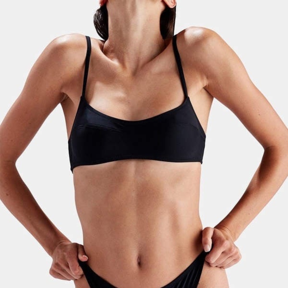 NWT Black solid and striped XS bikini top